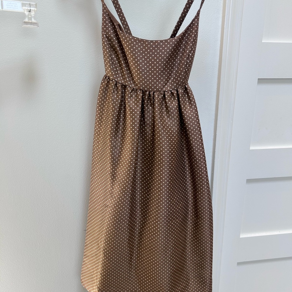 J. Crew Brown Silk Pleated Midi Sundress, Y2K